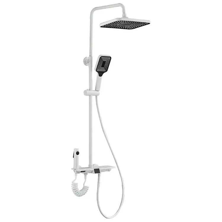 سفيد Thermostatic ڊجيٽل ڊسپلي شاور سيٽ اسپري گن سان